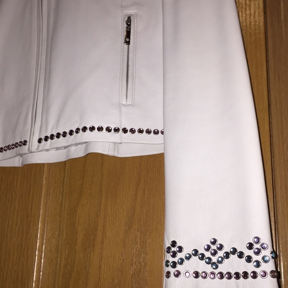 Leather Rhinestone EUC Western Jacket w/ Buckles w/ full Zip front cuffs pockets - Picture 8 of 8